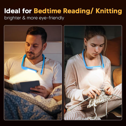 Neck Reading Light Book Lovers Gifts, Rechargeable 80Hrs Eye-friendly 3 Colors & Stepless Dimming Book Light for Reading, Christmas Stocking Stuffers for Men Women Camping Knitting Crochet Accessories