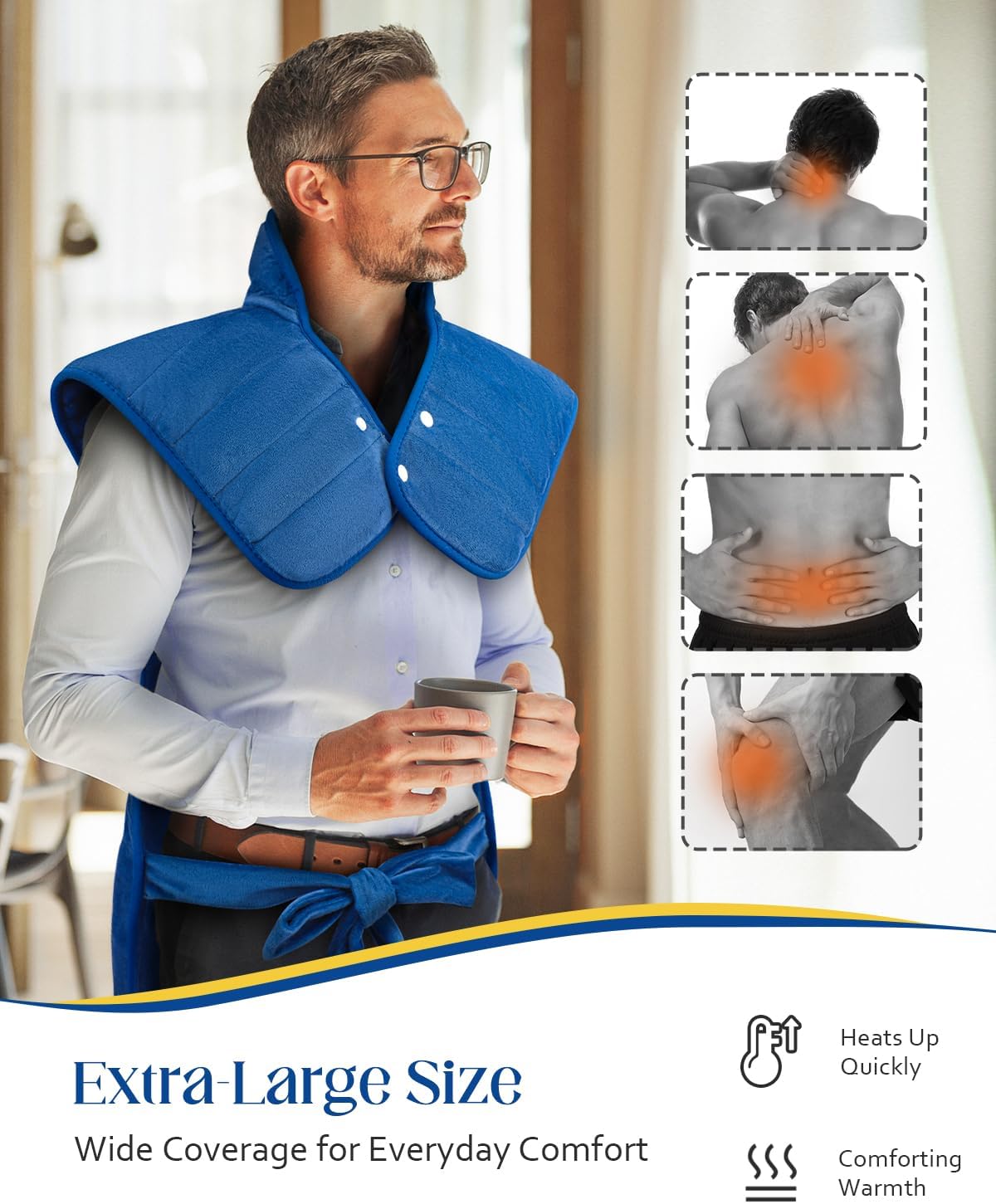 Heating Pad for Neck Shoulders and Back, Weighted Electric Heat Pad for Full Body Relax, 22" x 37" Large Heated Pad 6 Heat Levels 4 Auto-Off, Fathers Day Dad Gifts Birthday Gifts for Women Men Husband