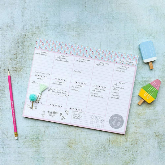 Peachly Desktop Weekly Planner Notepad | 60 Undated Tear-Off Pages | Schedule Daily To-Do Lists | Increase Your Productivity In Less Than 5 Minutes A Week | Achieve Your Goals | Peach and Mint Fern