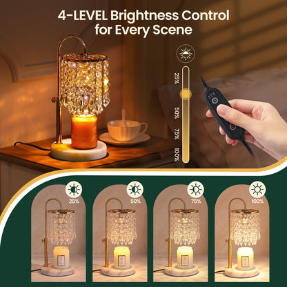 Candle Warmer Lamp with Timer Dimmer and 3 Bulbs, Lamp Candle Warmer with Marble Base,Wax Melt Warmer for Jar Candles, Birthday Gifts for Women Mom, House Warming Gifts New Home Decor (RGB-Black)