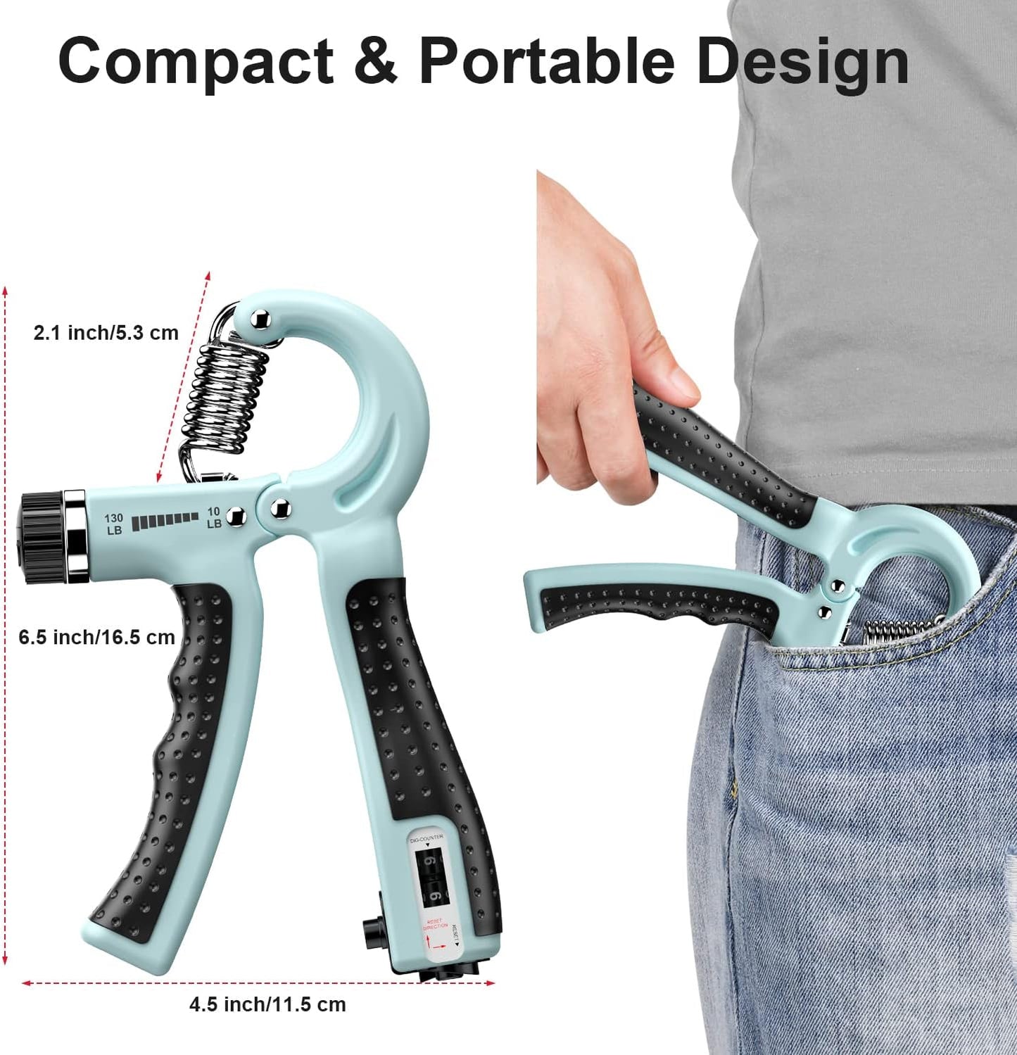 KDG Hand Grip Strengthener 2 Pack Adjustable Resistance 10-130 lbs Forearm Exerciser，Grip Strength Trainer for Muscle Building and Injury Recovery for Athletes