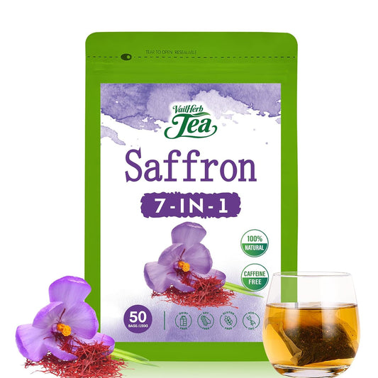 VailHerbTea Saffron Tea Bags, Mood Support Tea for Calm Focus, 50 Count
