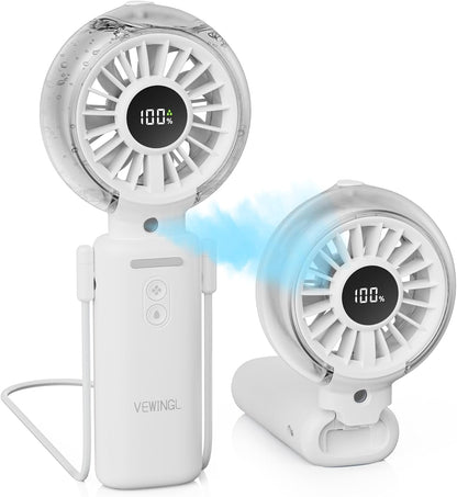 VEWINGL Portable Misting Fan, 110° Foldable Handheld Fan, 5 Speed