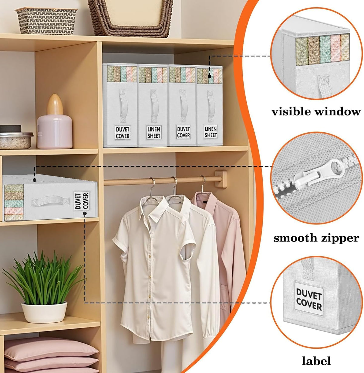 WOWBOX Bed Sheet Organizers and Storage,Closet Organizer Under Bed Storage