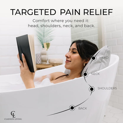 Luxury Bath Pillow for Tub - Thick and Comfortable Bathtub Pillow Support for Head and Neck and Back - Washable Quick-Drying Bath Pillows - Bath Cushion for Home Spa - Fits Any Bathtub - Light Gray