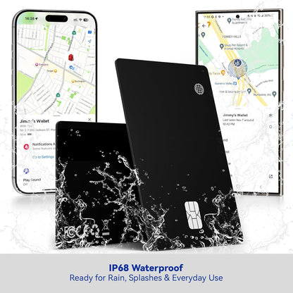 Dual-Platform Wallet Tracker Card, Wireless Rechargeable 0.07in Slim Tracking Card,Work with Apple Find My & Google's Find Hub, Item Locator, Credit Card Size Tracker, IP68 Waterproof, Keys, Bags