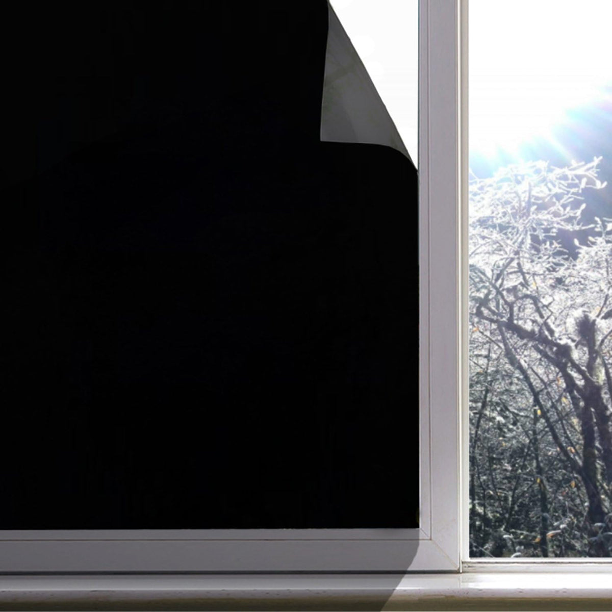 Blackout Window Film, Static Cling Window Tint 100% Light Blocking No-Glue Window Cover for Home Privacy, Room Darkening, Nap Time, Aquarium, Baby Room, Day Sleeping (Matte Black, 17.7x78.7 Inch)
