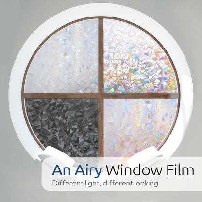 rabbitgoo Rainbow Window Privacy Film, Stained Glass Cling, 17.5" x 78.7"