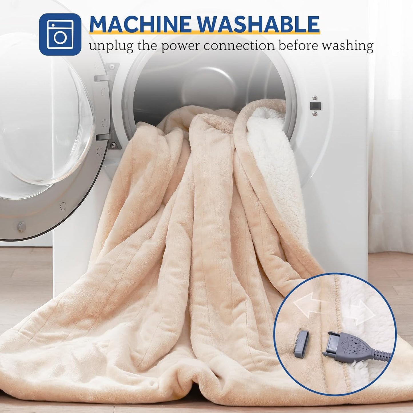 Sealy Electric Throw Blanket, Flannel & Sherpa Heated Throw with 6 Heating Levels & 2-10 Hours Auto Shut Off, Fast Heating & Machine Washable, 50x60 Inch, Light Grey