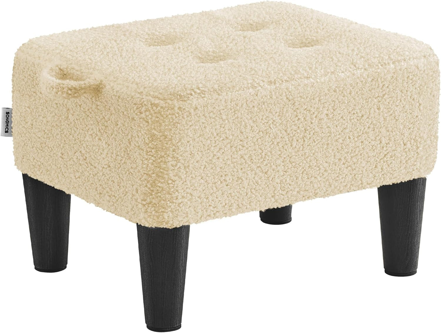 SONGMICS Foot Stool with Legs, Small Footstool Ottoman, Linen-Look Fabric Seat with Thick Cushion, for Living Room, Bedroom, Entryway, 330 lb Weight Capacity, Dark Gray ULOM502G01