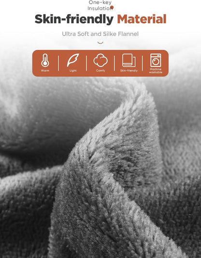 Mlivrom Heated Throw Blanket with 1-9 hrs Timer Auto-Off & 8 Heating Levels，Flannel Electric Blanket Throw ETL Certification，Machine Washable Full Body Warming Blankets
