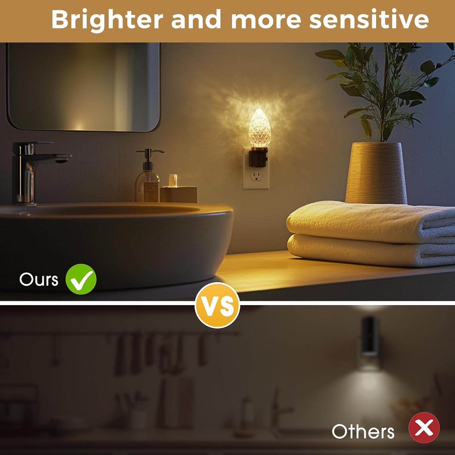 L LOHAS LED Night Light, Dimmable Night Lights Plug into Wall, Automatic Night Lights Plug in with Auto Light Sensor,Adjustable Brightness Amber LED Night Light, for Bedroom Hallway Home Decor