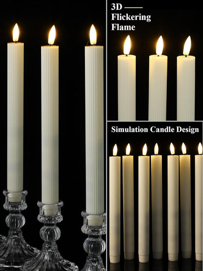 Treela 24 Pcs Flameless Taper Candles Battery Operated Bulk Fake Candles Light LED Candle Sticks Flickering Tapered for Easter Wedding Anniversary Decoration(Basic,11 Inch,Ivory)