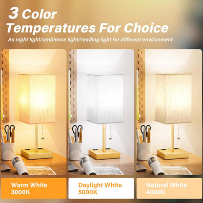 aooshine Small Table Lamp for Bedroom - Bedside Lamps for Nightstand, Minimalist Night Stand Light Lamp with Square Fabric Shade, Desk Reading Lamp for Kids Room Living Room Office Dorm