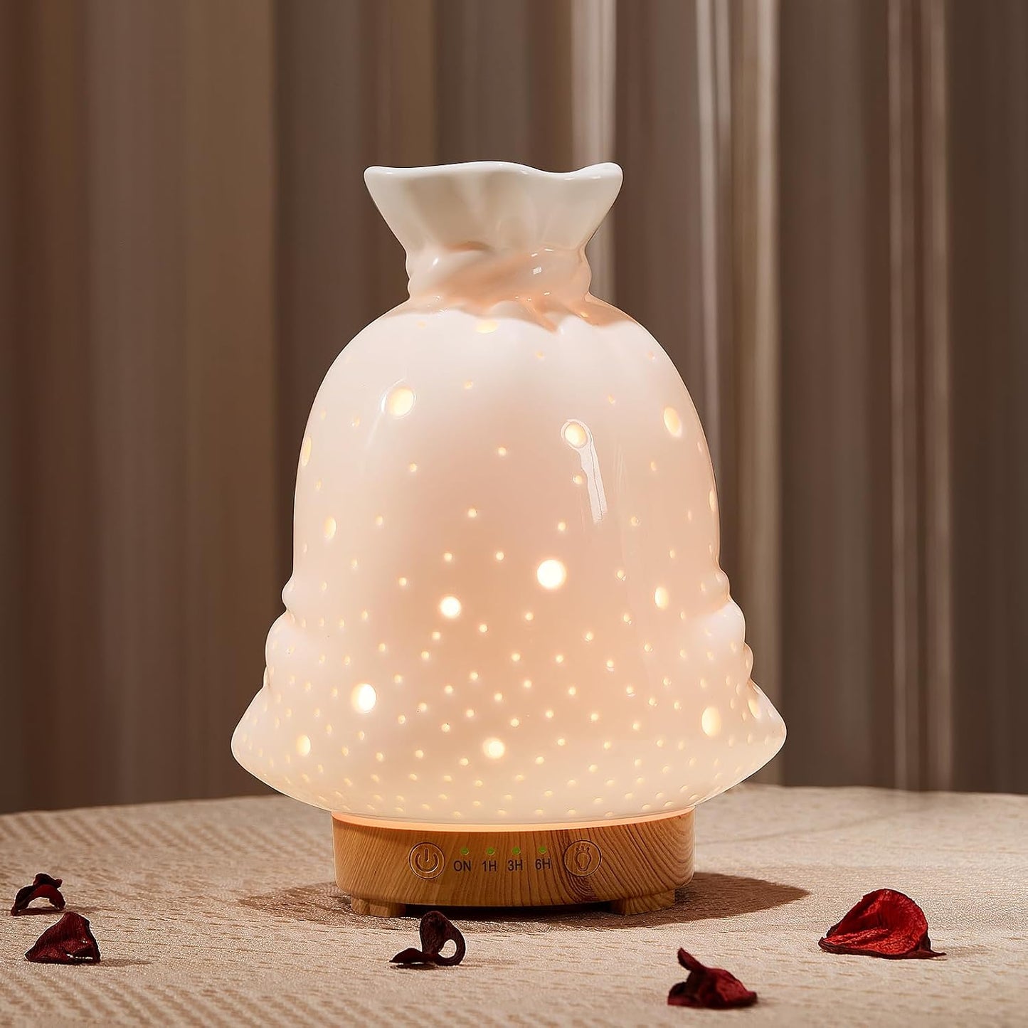 Essential Oil Diffuser Hand Blown Glass Aromatherapy Diffuser - Ultrasonic Cool Mist Scent Aroma Diffuser, Whisper Quiet with Auto Shut-Off, Timer Setting &7 Colors Night Light for Home