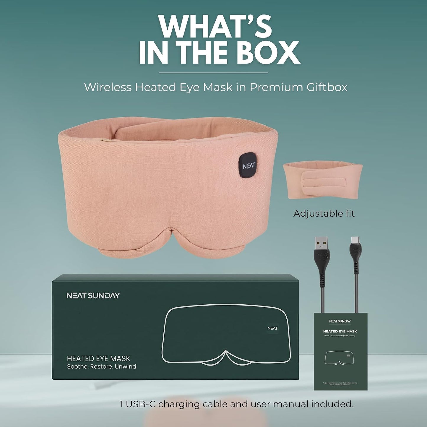 Heated Eye Mask – Cordless Electric Warm Eye Compress for Dry Eyes, Stye & Eye Strain Relief – 4 Heat Settings, Rechargeable, Light-Blocking, Blackout, Washable Cover (Sunset Rose)