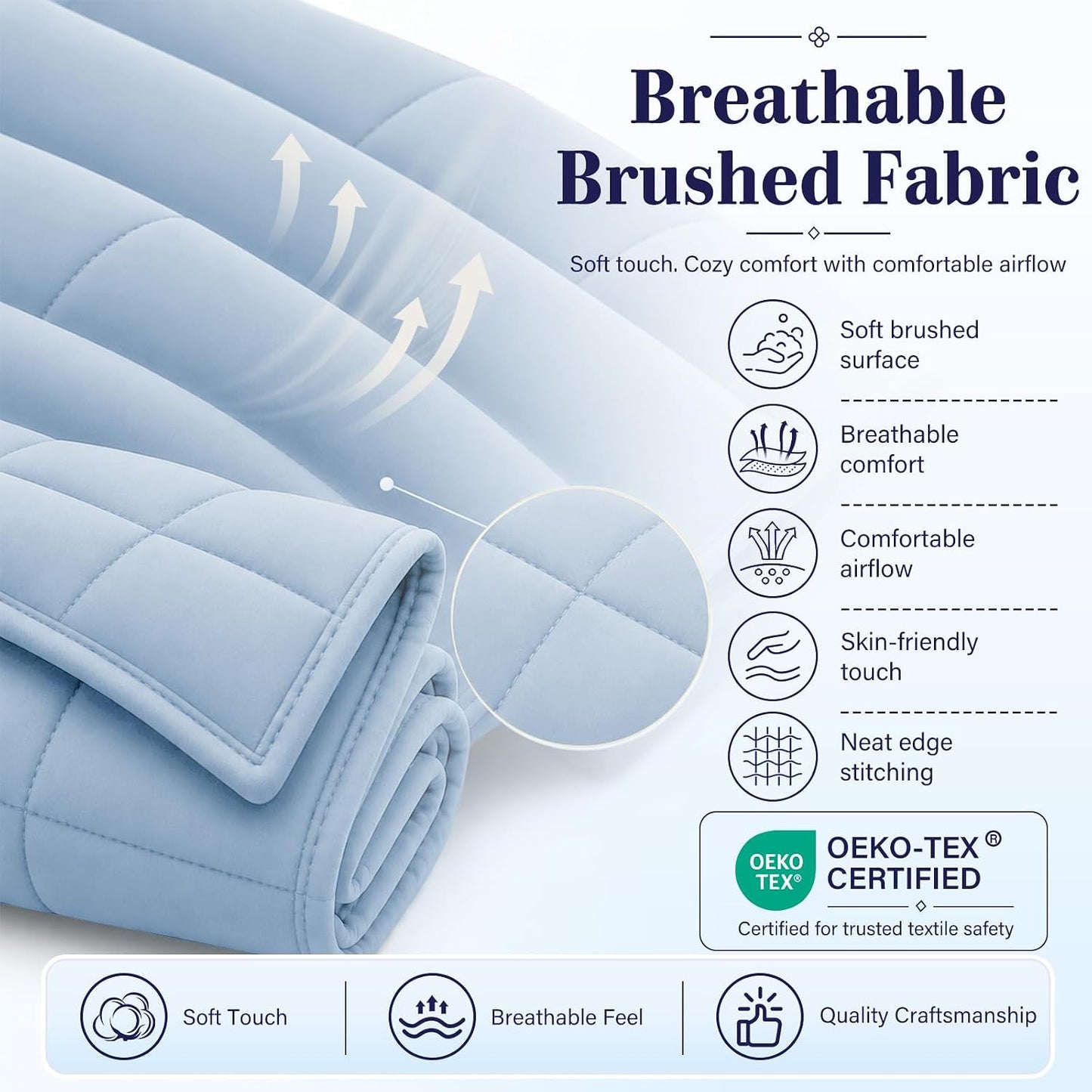 L'AGRATY Weighted Lap Pad 7lb: Small Weighted Blanket for Adults - Cooling Portable Travel Blanket for Relaxation Sleeping - Washable All-Season (29" x 24")