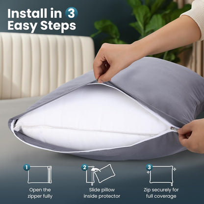 Utopia Bedding 4 Pack Pillow Protectors with Zipper Queen Size, Soft Brushed Microfiber Fabric Pillow Cases, Shrinkage and Fade Resistant Pillow Covers (White)