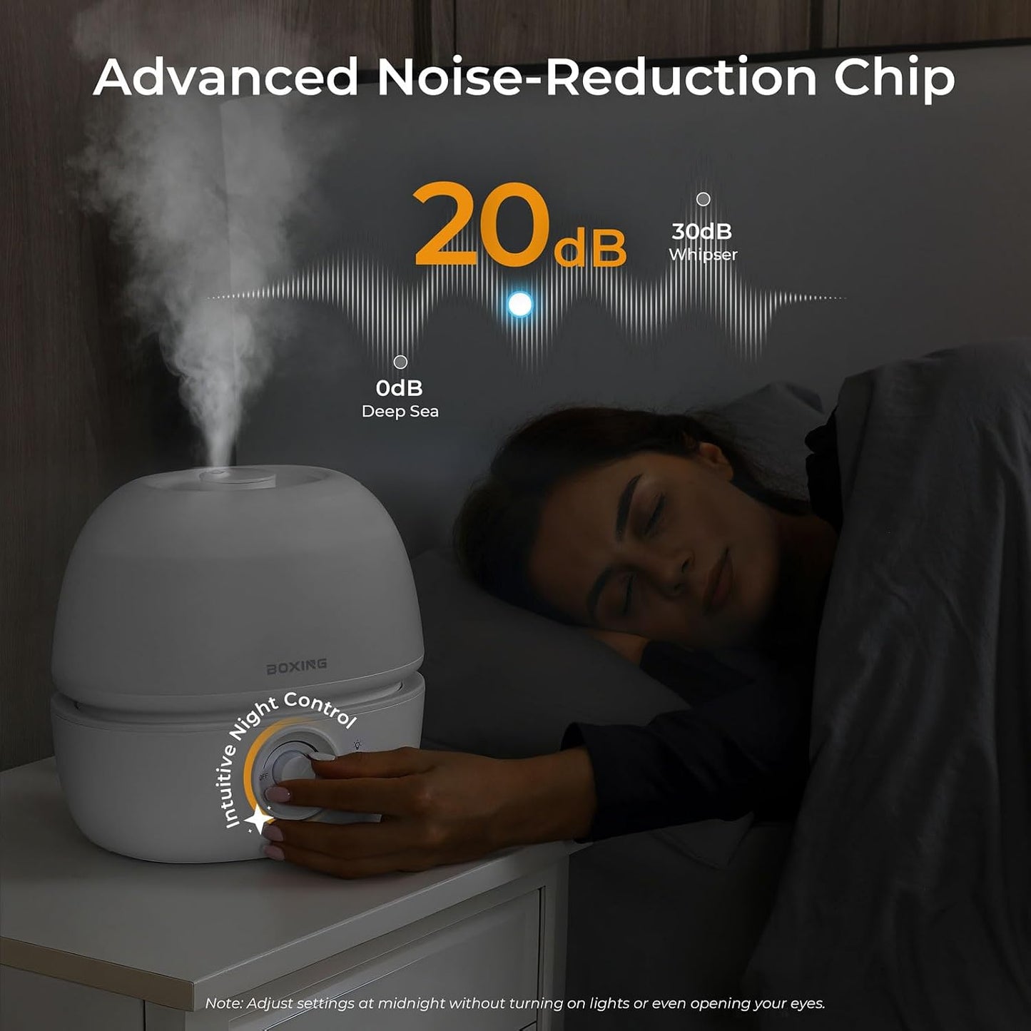 BOXING 3L Cool Mist Humidifier for Bedroom, Top Fill, Quiet, Night Light