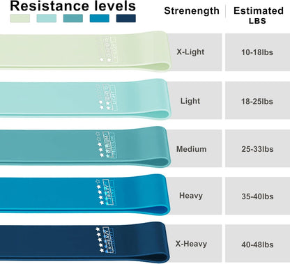Resistance Loop Exercise Bands, Resistance Bands Exercise Bands for Home Fitness, Stretching, Strength Training, Physical Therapy,Elastic Workout Bands for Women Men Kids, Set of 5