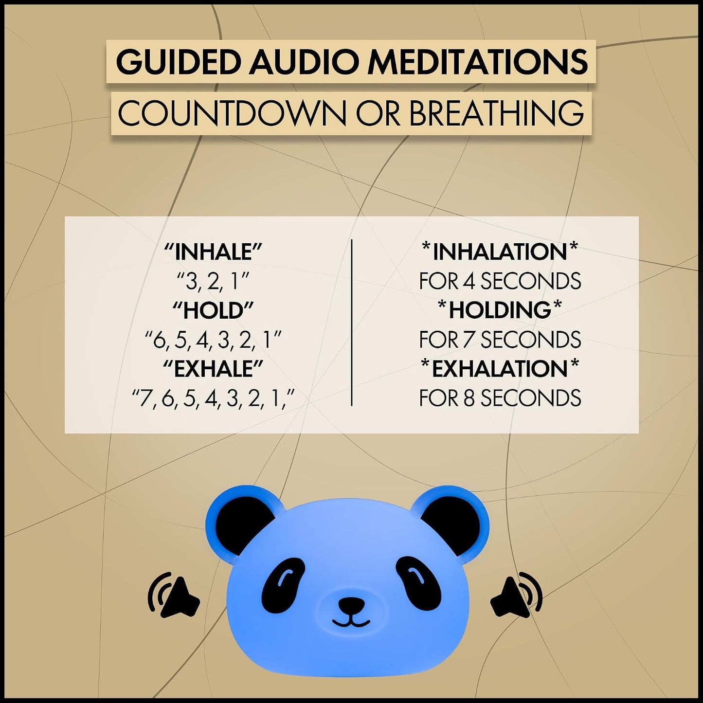 Presence The Meditating Panda, Guided Visual Meditation Tool for Practicing Mindfulness, 3 in 1 Breathing Light with Night Light and Noise Machine, 4-7-8 Breathing for Relaxation and Stress Relief