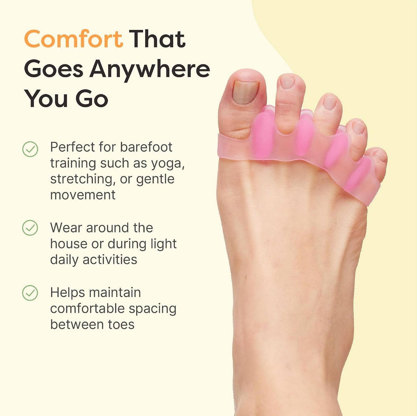 ZenToes Silicone Toe Spacers and Separators for Correct Toe Alignment, Bunion Relief, Hammertoe Straightener, Gel Orthopedic Corrector – 1 Pair (Black)