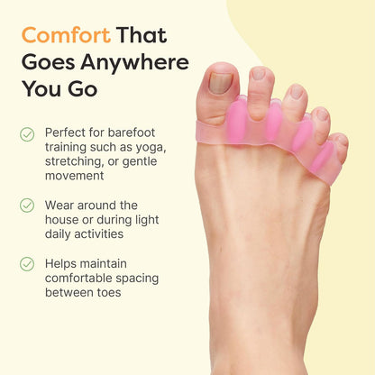 ZenToes Silicone Toe Spacers and Separators for Correct Toe Alignment, Bunion Relief, Hammertoe Straightener, Gel Orthopedic Corrector – 1 Pair (Black)