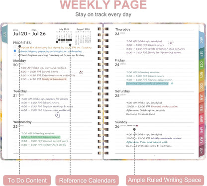 Planner 2026-2027, Weekly and Monthly Calendar Planner, JUL 2026 - JUN 2027 | A5(6.3'' x 8.5''), Hardcover, Agenda Book, Sprial Bound, Inner Pocket, Office and School Use