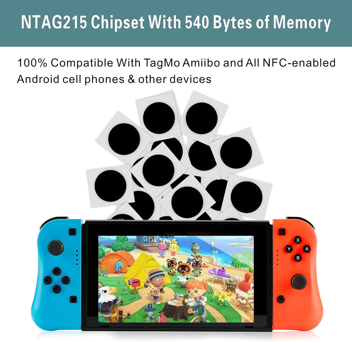 NFC Stickers NFC Tags Sticker NTAG215 NFC Rewritable Black Tags NFC 215 RFID Sticker (25mm) Programmable NFC Tag 504 Bytes Compatible with iPhone and All Other NFC Enabled Devices
