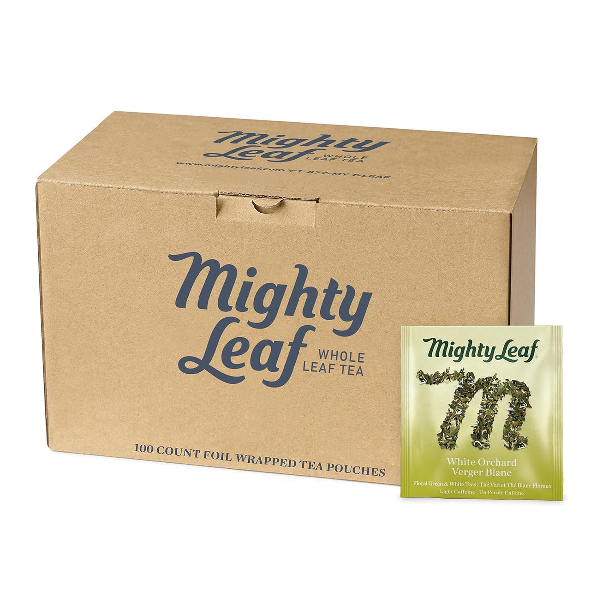 Mighty Leaf White Orchard White Tea - Foil-Wrapped - 100 Count Pouches
