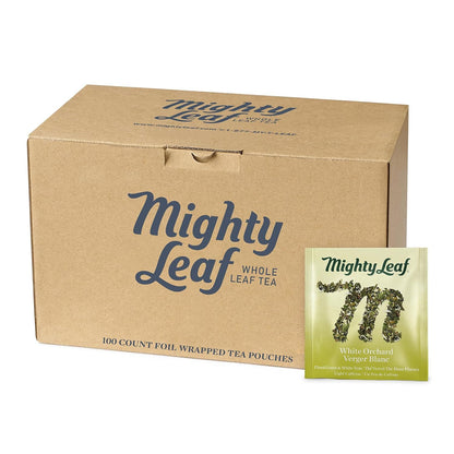 Mighty Leaf White Orchard White Tea - Foil-Wrapped - 100 Count Pouches