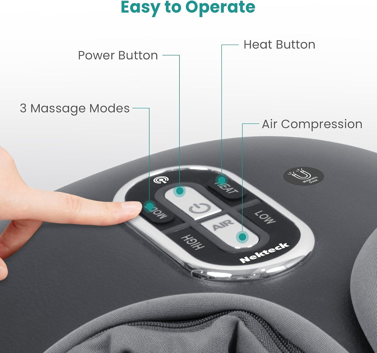 Nekteck Foot Massager with Heat: 2026 Upgraded Remote Control Shiatsu Feet Massager for Plantar Fasciitis, Deep Kneading Therapy Air Compression Massage Tools for Foot Health Men Women