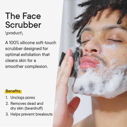 Back Scrubber for Shower & Face Scrubber, 2Pcs Silicone Exfoliating Brush Set with 17In Long Handle, Soft Body & Facial Cleansing Scrubber for Men Women