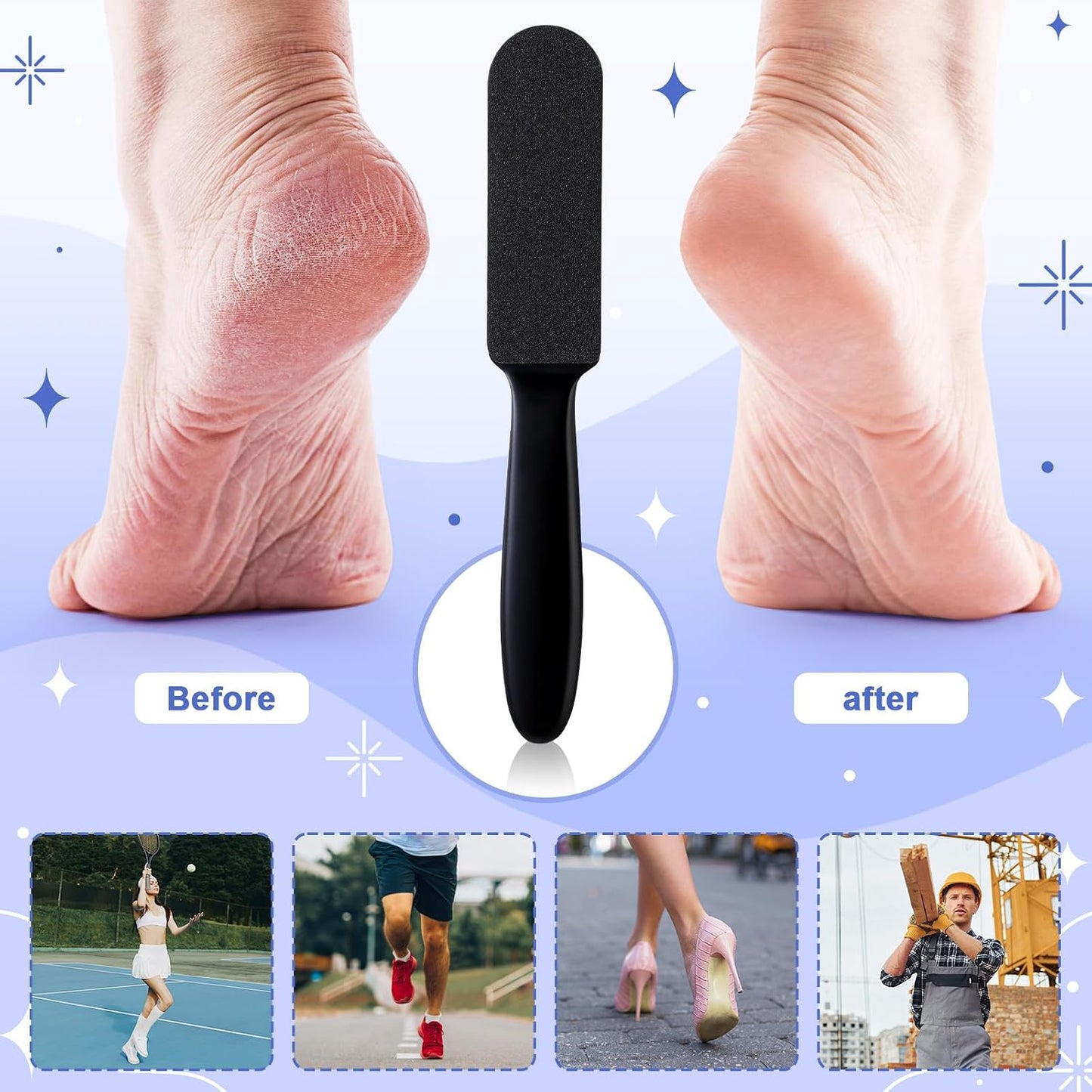 Mudder 2 Pieces Stainless Steel Pedicure Foot File Callus Remover Foot Scrubber Rasp with 20 Replaceable Coarse/Fine Double Side Reusable Pads for Care Cracked Skin Callus Remover Tool(Silver)