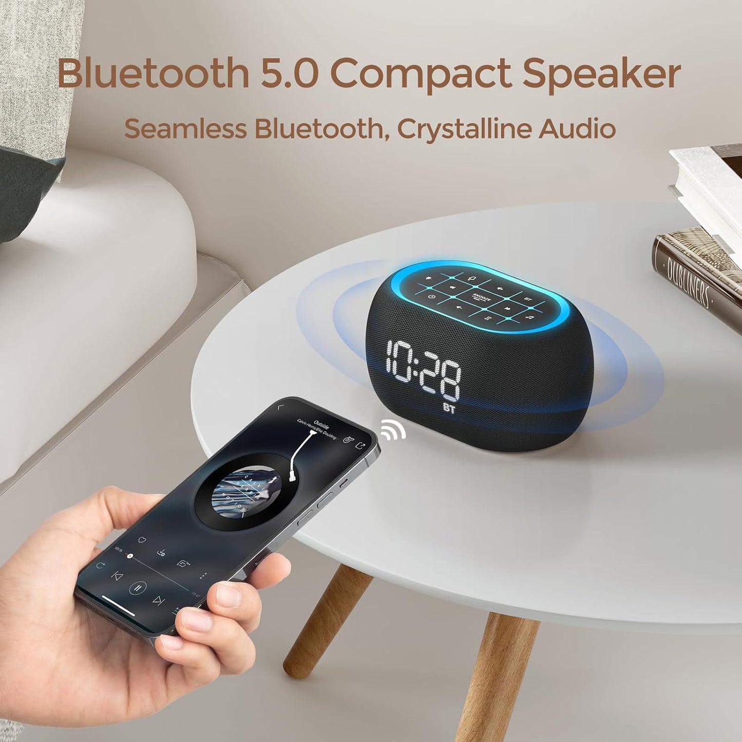 ANJANK White Noise Sound Machine Alarm Clock with Bluetooth Speaker, 21 Relaxing Sounds, 7 Night Lights,0-100% Dimmer/Sleep Timer/30-Level Volume Control,Sound Machine for Kids Adults Sleeping,Bedroom