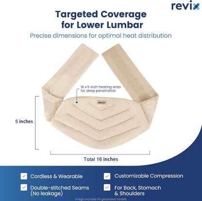 REVIX Microwavable Heating Pad for Back, Extra Large Microwave Heating Wrap for Waist, Stomach, and Shoulders, Moist Heat Therapy for Stress Relief, Adjustable, for Men and Women, Navy