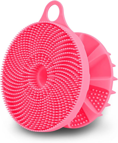 INNERNEED 2-in-1 Silicone Body Scrubber and Scalp Massager Shampoo Brush, Food-Grade Soft Material, More Hygienic, Easily Lather, Convenient for Travel, Gym, Business,etc (Pink)