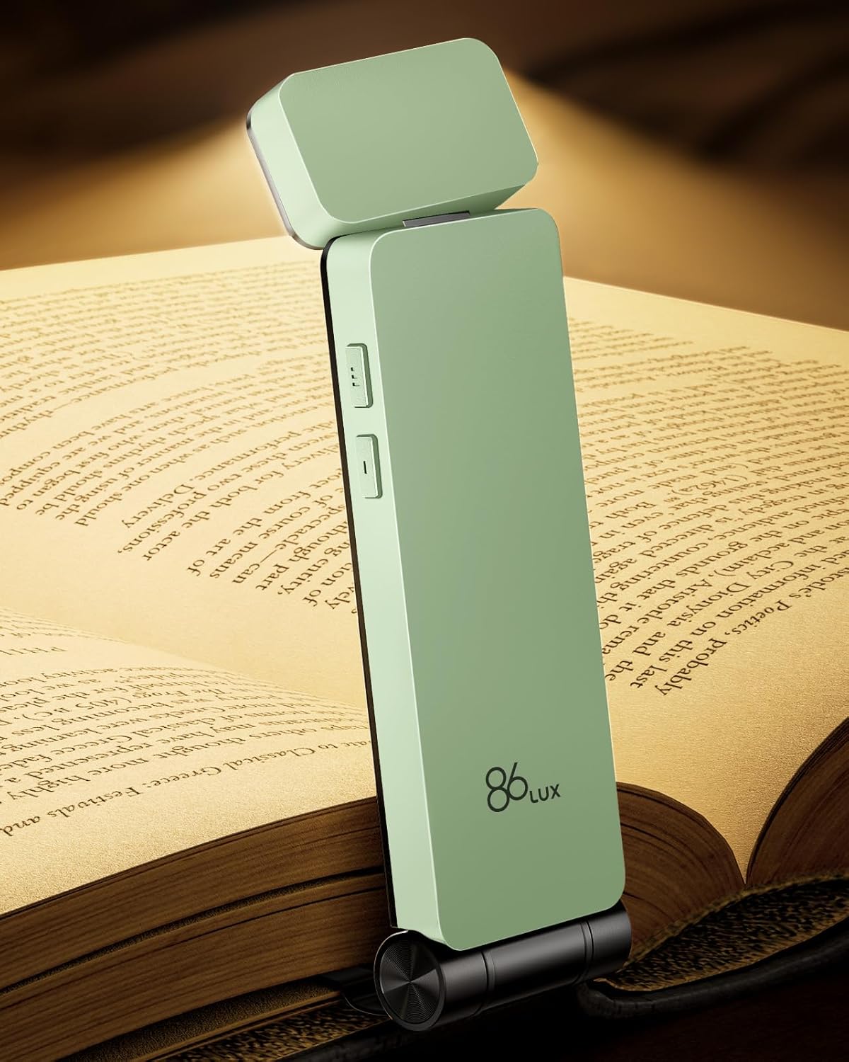 86lux Book Light, Rechargeable Clip-On LED Reading Light for Bed & Night Use - 3 Color Temperatures with Stepless Dimming, Ultralight Bookmark Design for Book Lovers, Grey