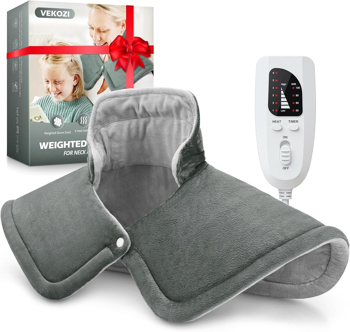 Heating Pad for Neck and Shoulders and Back, Mothers Day Gifts for Mom Wife Grandma, Birthday Gifts for Women, Weighted Neck Heating Pads, Large Heat Pad, 6 Heat Settings 4 Auto-Off, 17"x23" Blue
