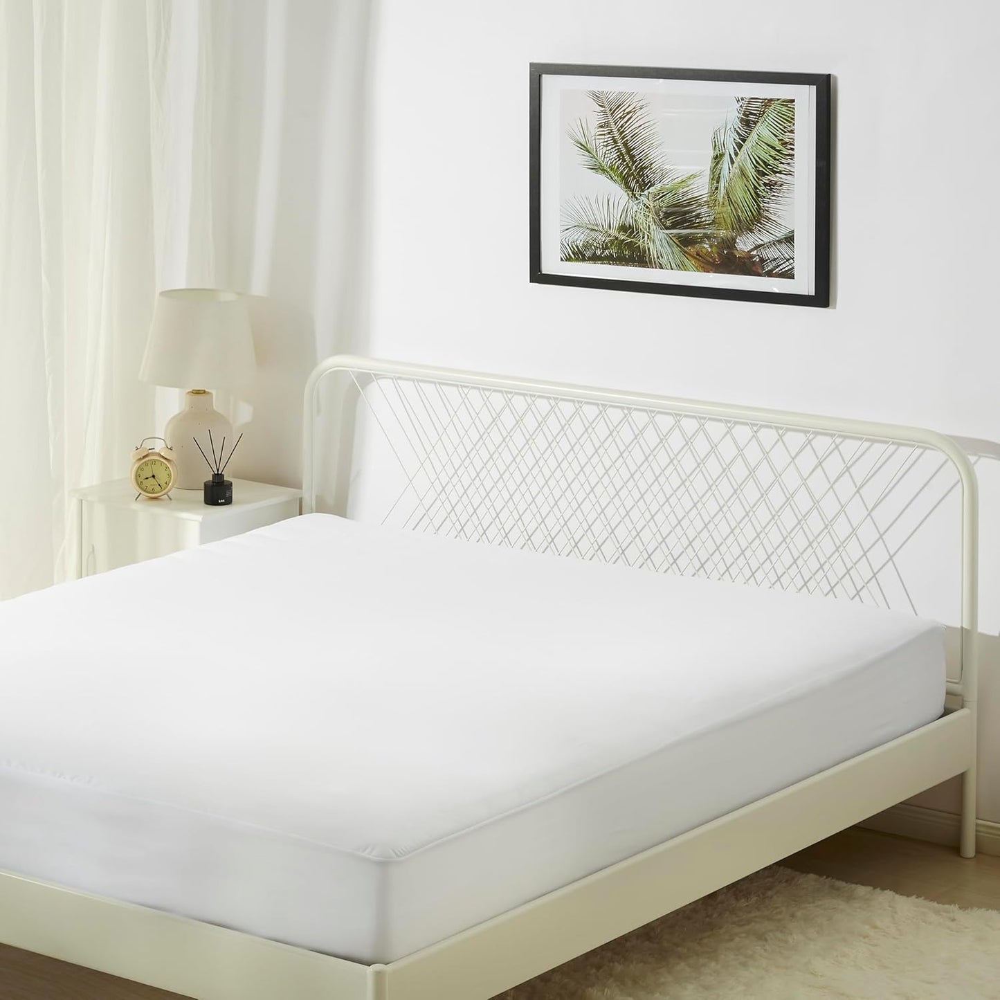 Amazon Basics Waterproof Mattress Protector, Fitted, Silent Protection, Twin, White