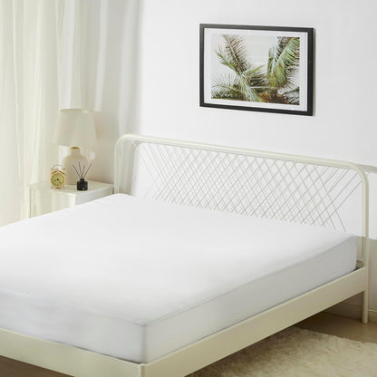 Amazon Basics Waterproof Mattress Protector, Fitted, Silent Protection, Twin, White