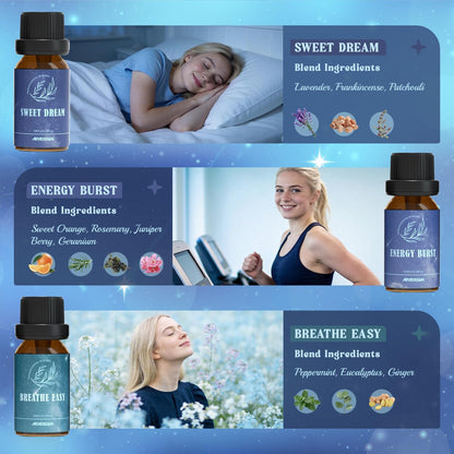ARVIDSSON Floral Essential Oils Set, Natural Flower Essential Oil Gift for Women - Rose, Gardenia, Cherry Blossom, Honeysuckle, Lilac, Blue Lotus, Scented Oil for Diffuser, Valentines Day Gift for Her