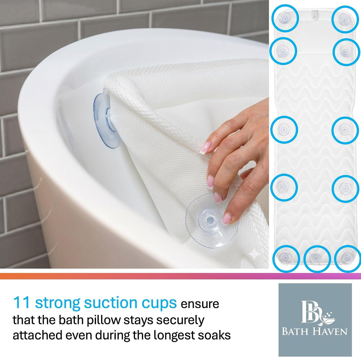 Bath Pillow for Tub, Soft 3D Mesh Full Body Mat with Head Neck Back Support