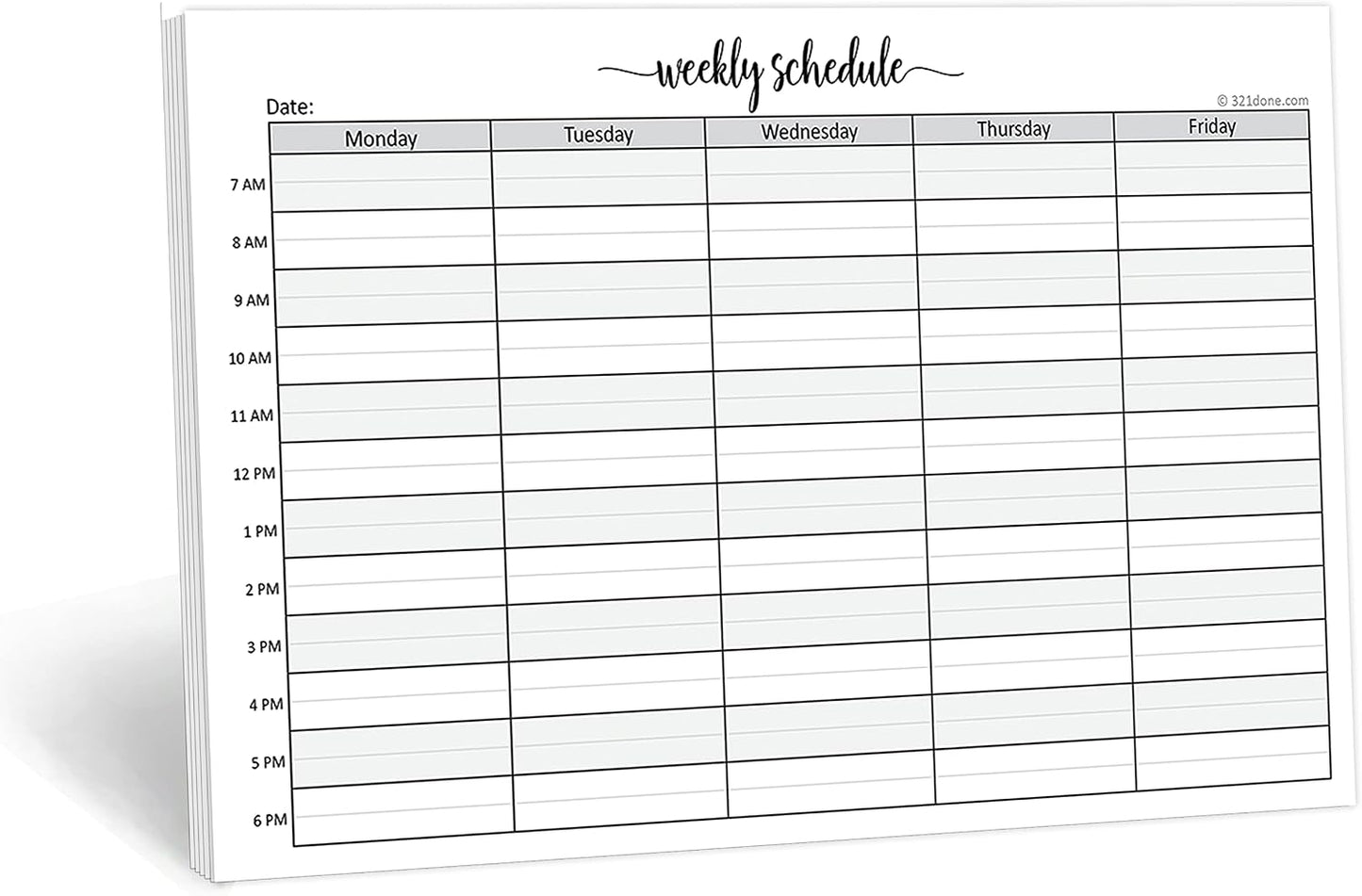 321Done Weekly Schedule Planning Notepad - 50 Sheets 11x17 Size - Mon-Sun Hourly Appointment Productivity Weekly Planner Tear-Off Note Pad, Made in USA