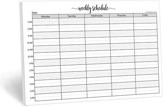 321Done Weekly Schedule Planning Notepad - 50 Sheets 11x17 Size - Mon-Sun Hourly Appointment Productivity Weekly Planner Tear-Off Note Pad, Made in USA