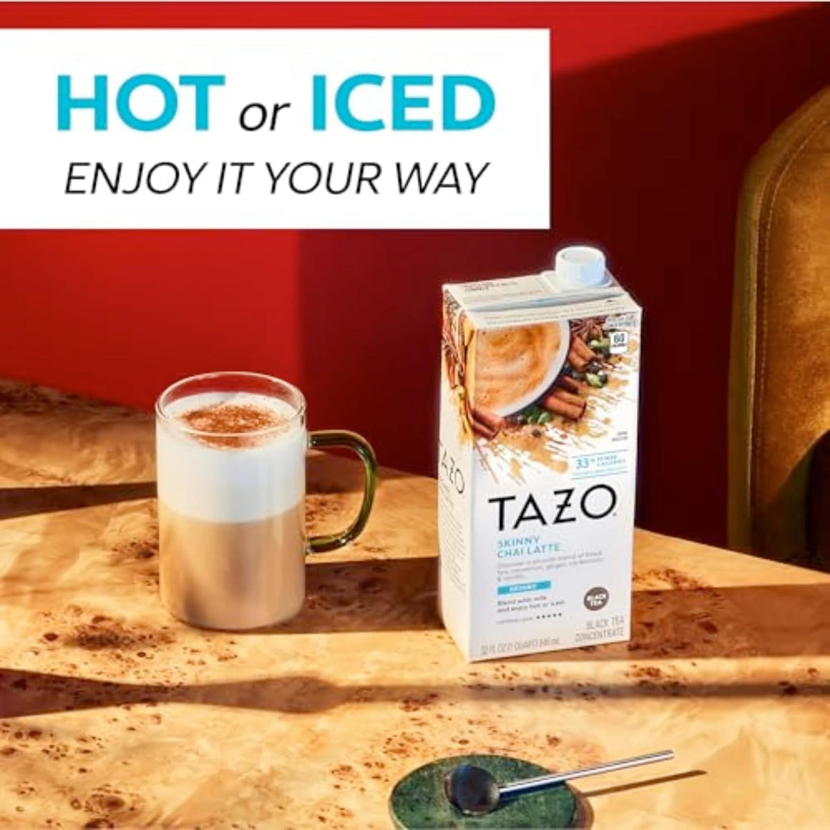TAZO Skinny Chai Latte Concentrate, 32 oz Cartons, 2-Pack