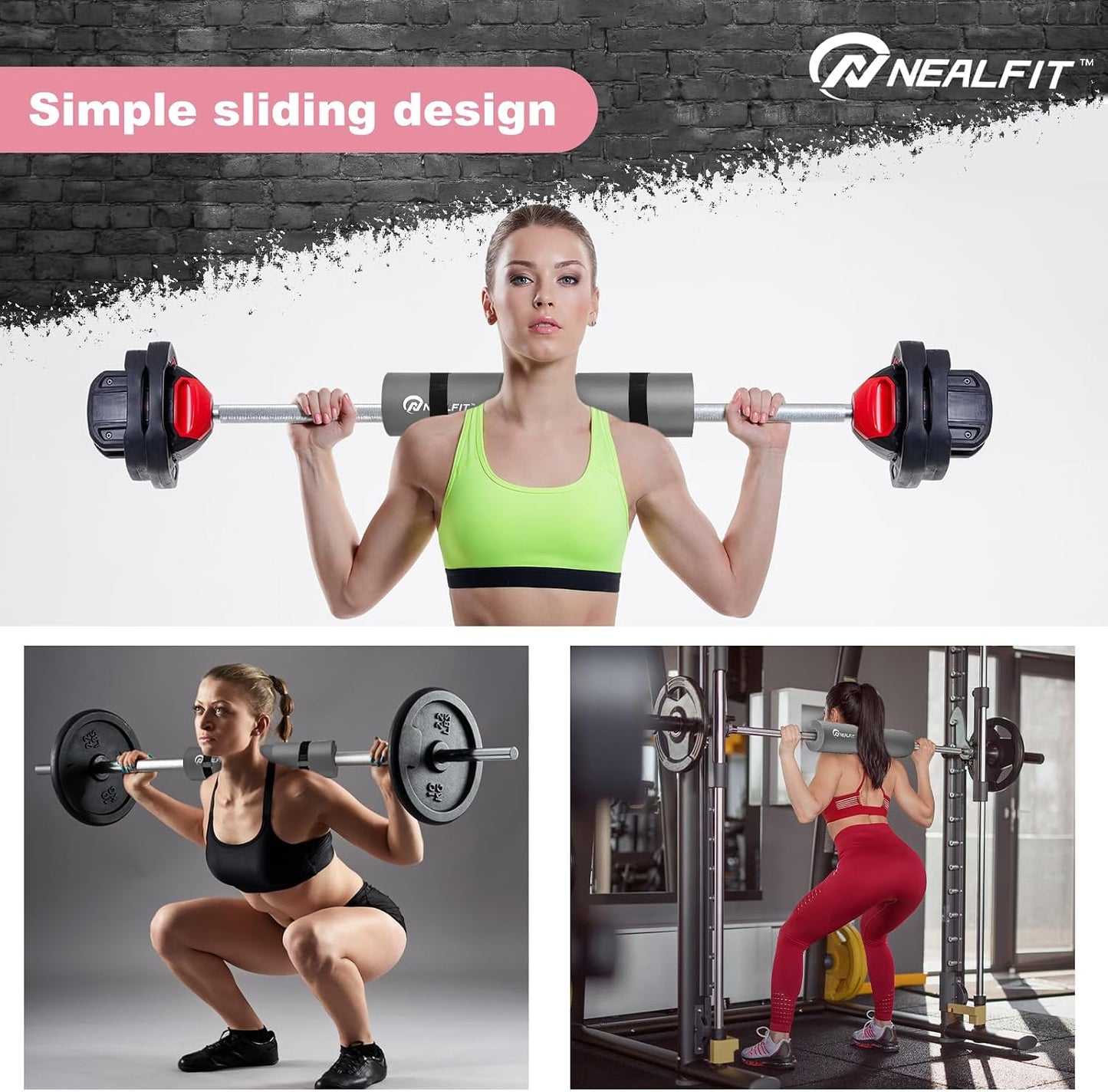 NEALFIT Barbell Pad Squat Pad for Squats—Squat Bar Pad—Great for Weightlifting,Lunges and Hip Thrusts—Foam Sponge Pad—Fit Standard and Olympic Bars Perfectly