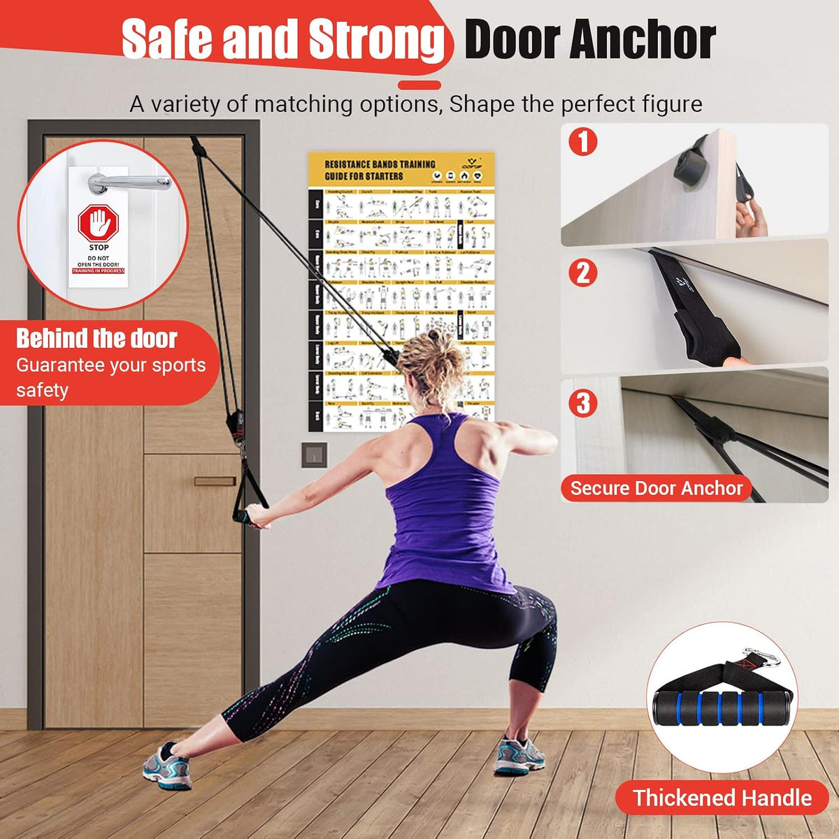 Resistance Bands with Handles for Women, 5 Level Exercise Bands