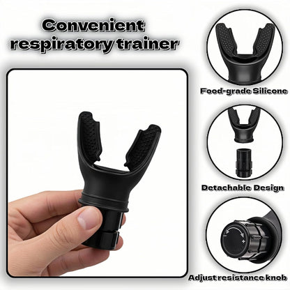 Adjustable Resistance Portable Lung Breathing Trainer | Premium Food-Grade Silicone Breath Exercise Device for Athletes, Runners & Home Fitness | Improve Respiratory Endurance & Core Strength