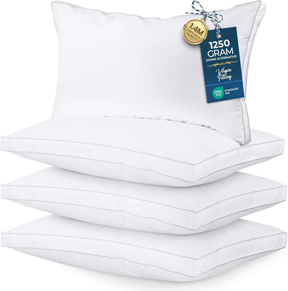 Utopia Bedding Down Alternative Bed Pillows for Sleeping Queen Size (White), Set of 2, Soft & Fluffy Pillow with Cooling, Hotel Quality, Gusseted Pillow for Back, Stomach or Side Sleepers